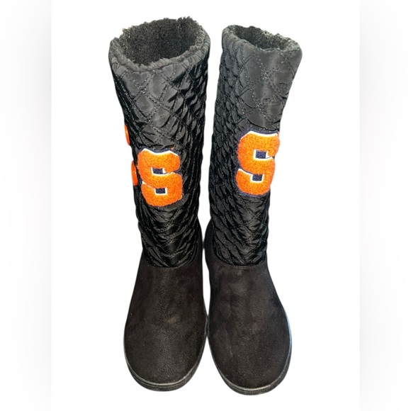 Syracuse University Quilted Black Orange Boots Size 9/10 - Picture 4 of 7